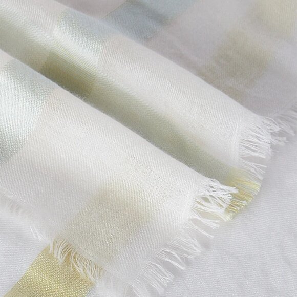 NWT$825 Loro Piana Large Square Stripe Cashmere & Silk Fringe Scarf Shawl - Picture 3 of 14